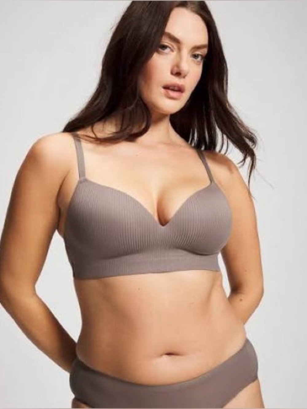 Soma Enbliss Wireless Bra Gray Rib 34B EUC